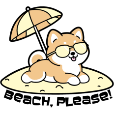 puppy on vacation "beach, please" funny quote