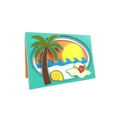 Tropical Beach Sunset 3D Shadowbox Card SVG