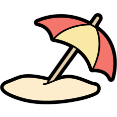 cartoon beach umbrella simple