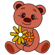 Smiling Bear with Flowers