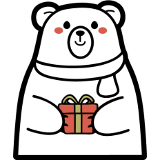 cute christmas bear with present