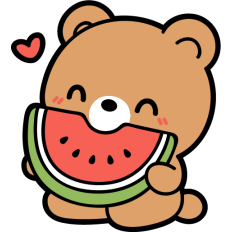 cute bear eating watermelon