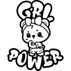 grl power bear lineart