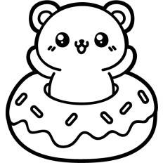 cute bear in a donut outline