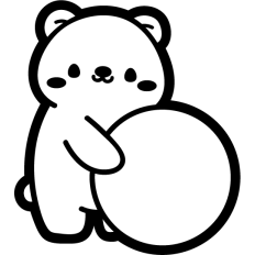cute teddy bear round label outline