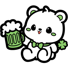 cute bear with green beer