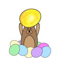 Egg Hunt Bear Holding Golden Easter Egg Print and Cut