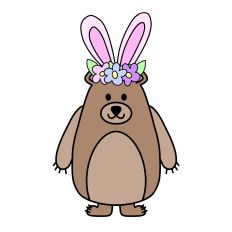 Easter Bunny Bear with Flower Crown SVG Print and Cut
