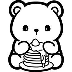 cute bear eating pancakes outline