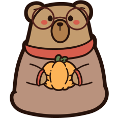 cute autumn bear with pumpkin