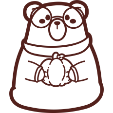 cute bear with pumpkin lineart