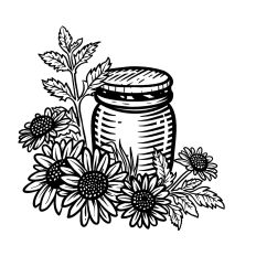 Honey Jar with Sunflowers