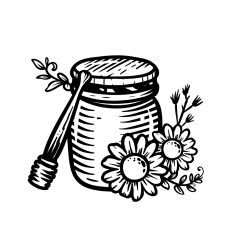 Honey Jar with Flowers