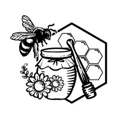Bee with Honey Jar