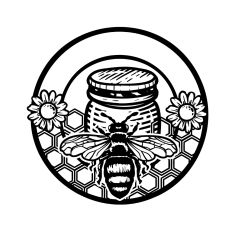 Bee and Honey Round Label