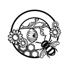 Beehive with Flowers and Bee