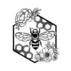 Bee with Hexagon Frame