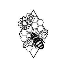 Bee with Geometric Flowers