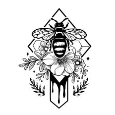 Bee and Floral Hexagon
