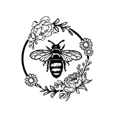 Bee with Round Flower Frame