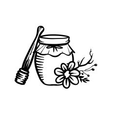 Honey Jar with Flowers