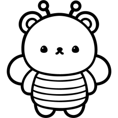cute bee bear lineart