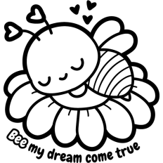 cute sleeping bee on a daisy lineart