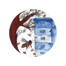Bees with Hive Box | Gouache Painting Print and Cut