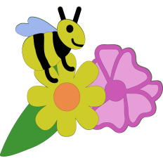Cute Bee and Flowers