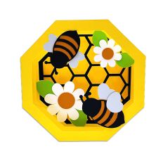 Bees, Flowers and Honeycomb Octagon Shadowbox Box Card