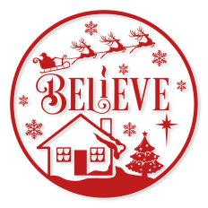 Believe Round SVG Quote with Santa