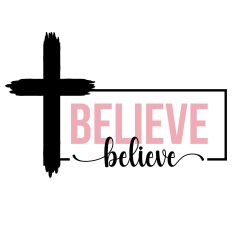 Believe Cross Framed Word
