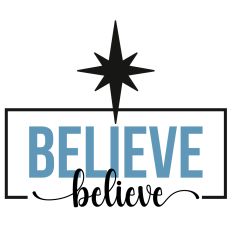 Believe Christmas Star Framed Word