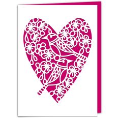 Birds in Blossom Heart Card