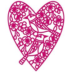 Birds in Blossom Heart