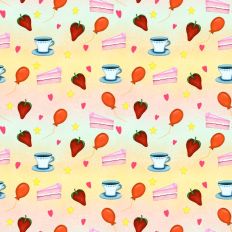 Birthday cake and balloons repeating pattern paper