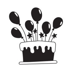 Birthday cake with balloons