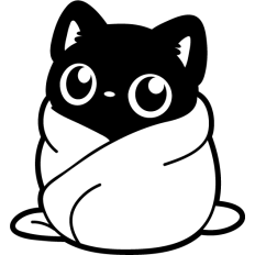 cute cat in a blanket outline