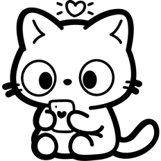 cute cat on the phone outline
