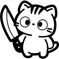 cute funny cat with knife outline