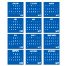 Blue 2026 Calendar Squares