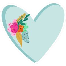 Blue Heart with Roses - Print and Cut - from Happy Valentine's Day