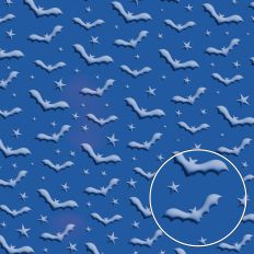 Blue 3D Inflated Puffy Bats Halloween Background Pattern