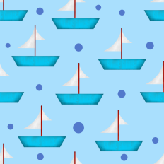 Blue boat on a blue background pattern paper