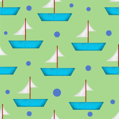Blue boat on khaki green background pattern paper