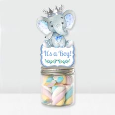 Blue Elephant With Silver Crown Candy Topper