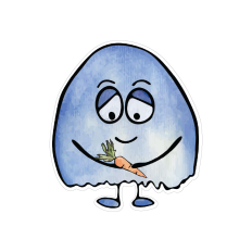 Blue Lunchbox Monster with Carrot