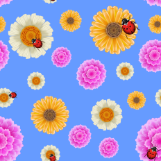 Large floral printable pattern paper  - blue background