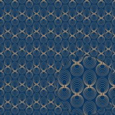 BLUE GOLD ROUND OPEN SCALLOPS ELEGANT ART DECO