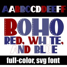 Boho Red, White, and Blue Color Font